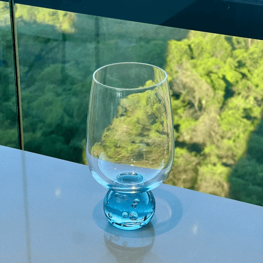 Stemless wine glass for wine Glass with base Sphere Clear and Blue 540ml