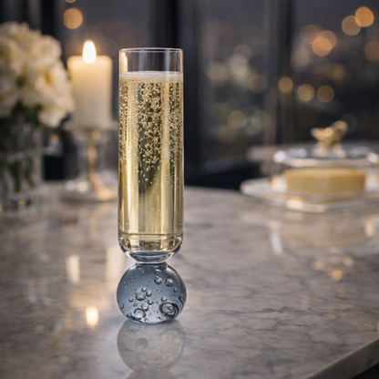 Champagne glass Glass with base Sphere Clear and Gray 250ml