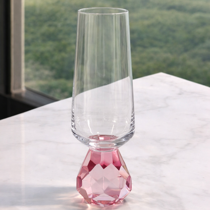 Champagne glass with base Diamond Pink 250ml