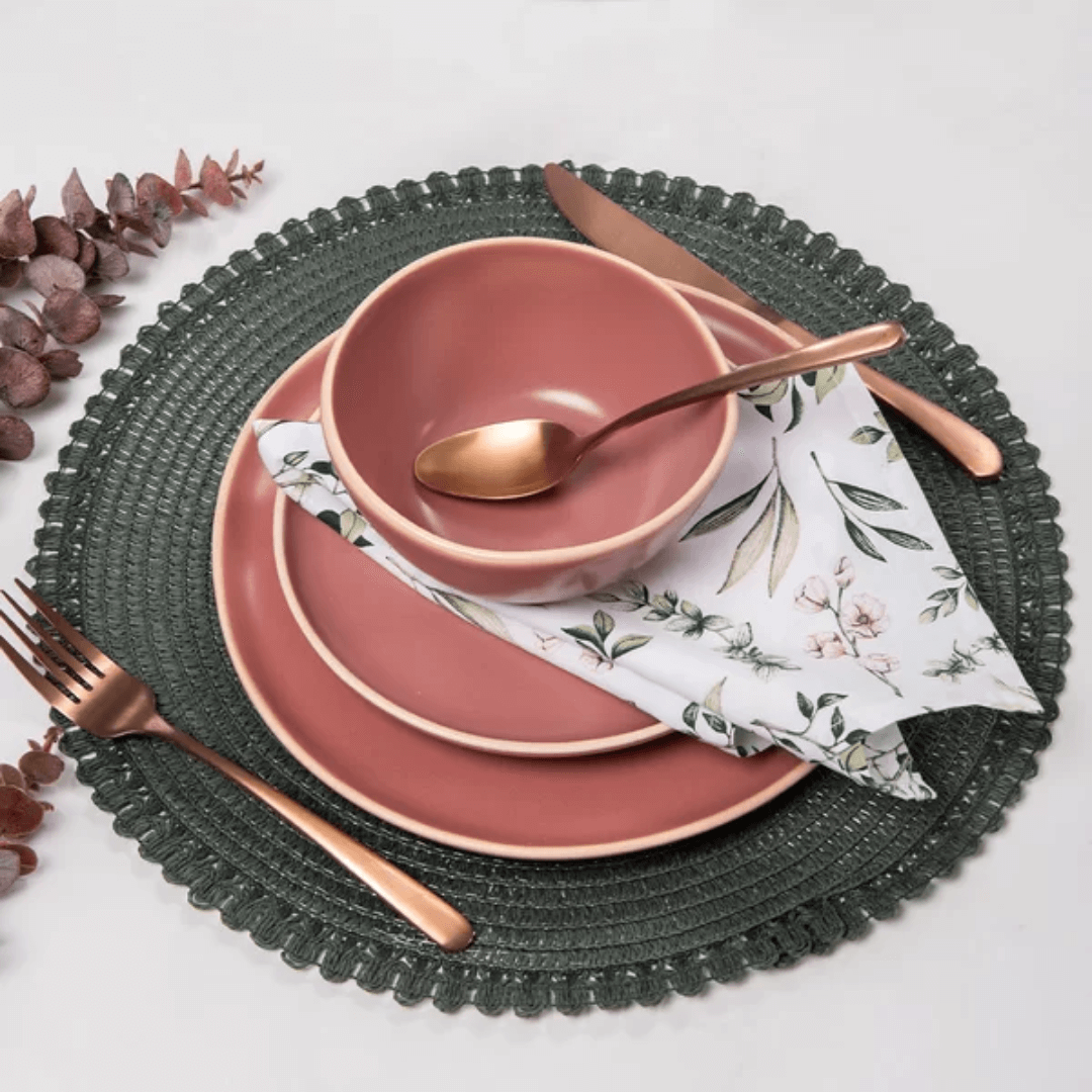 Individual round placemat Vernon Forest green 38cm