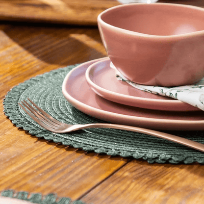 Individual round placemat Vernon Forest green 38cm