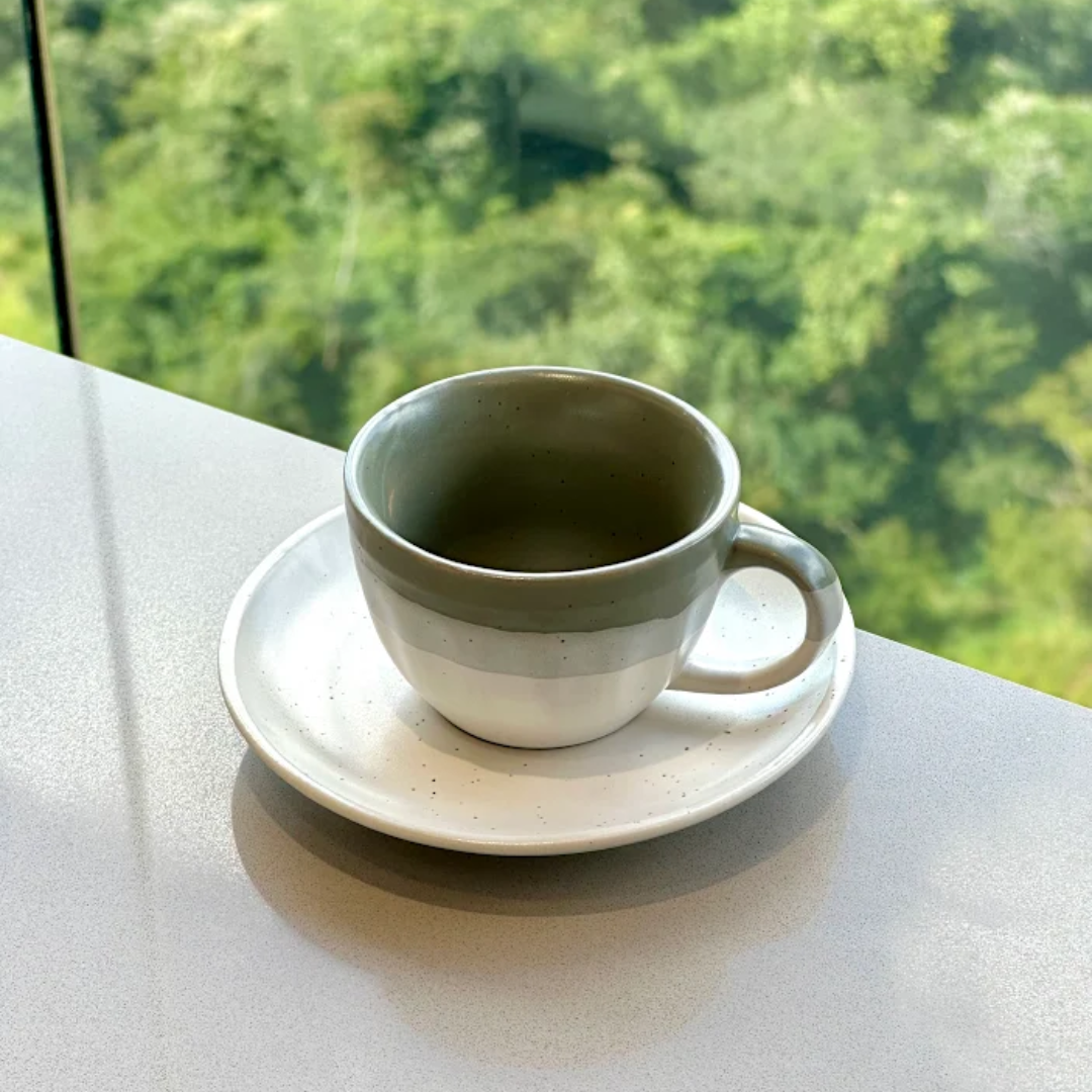 Set of 4 cups of Coffee with Píres Ceramic Ombre Green 85ml