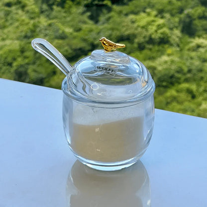 Sugar bowl set + Honey pot Golden Bird 2 Pieces
