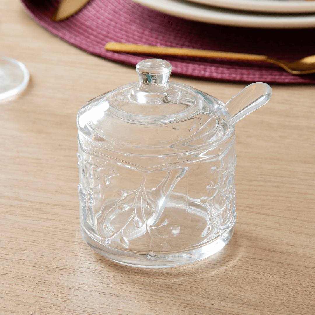 Sugar bowl with spoon of Crystal New Butterfly 10,5cm