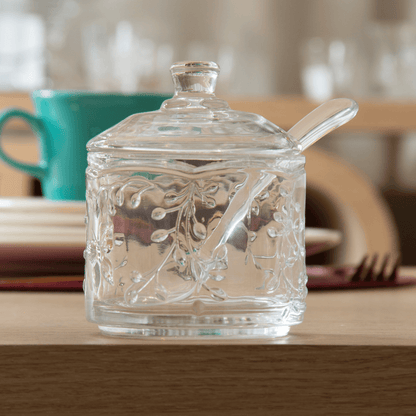 Sugar bowl with spoon of Crystal New Butterfly 10,5cm