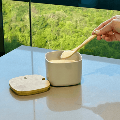 Sugar bowl Lume Beige with lid of Bamboo 200ml