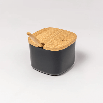 Sugar bowl Lume Black with lid of Bamboo 200ml