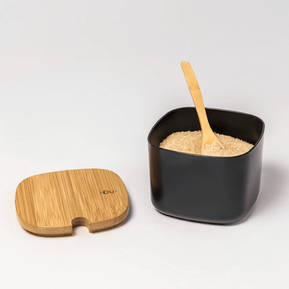 Sugar bowl Lume Black with lid of Bamboo 200ml
