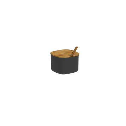 Sugar bowl Lume Black with lid of Bamboo 200ml