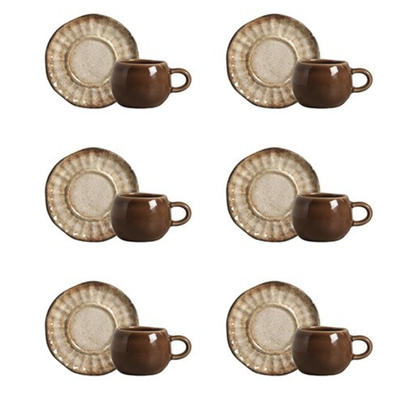 Set of 6 cups of Coffee with saucer Agata Beige 100ml