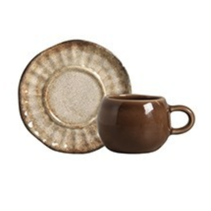 Set of 6 cups of Coffee with saucer Agata Beige 100ml