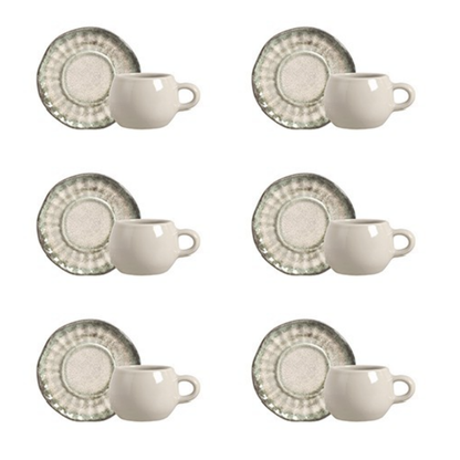 Set of 6 cups of Coffee with saucer Agata Green 100ml