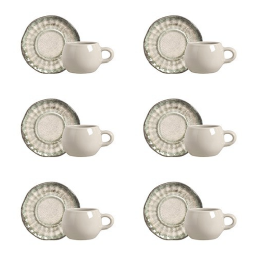 Set of 6 cups of Coffee with saucer Agata Green 100ml