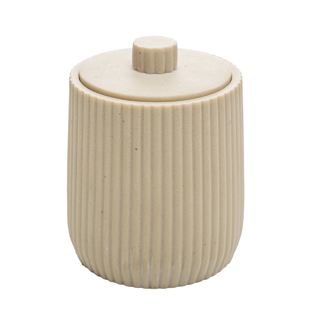 Cotton ball holder or Cotton swab Striato Beige 10,5cm