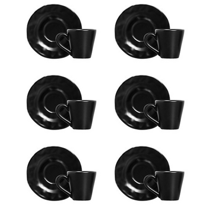 Set of 6 cups of Tea with saucer Matte black Amassada 200ml