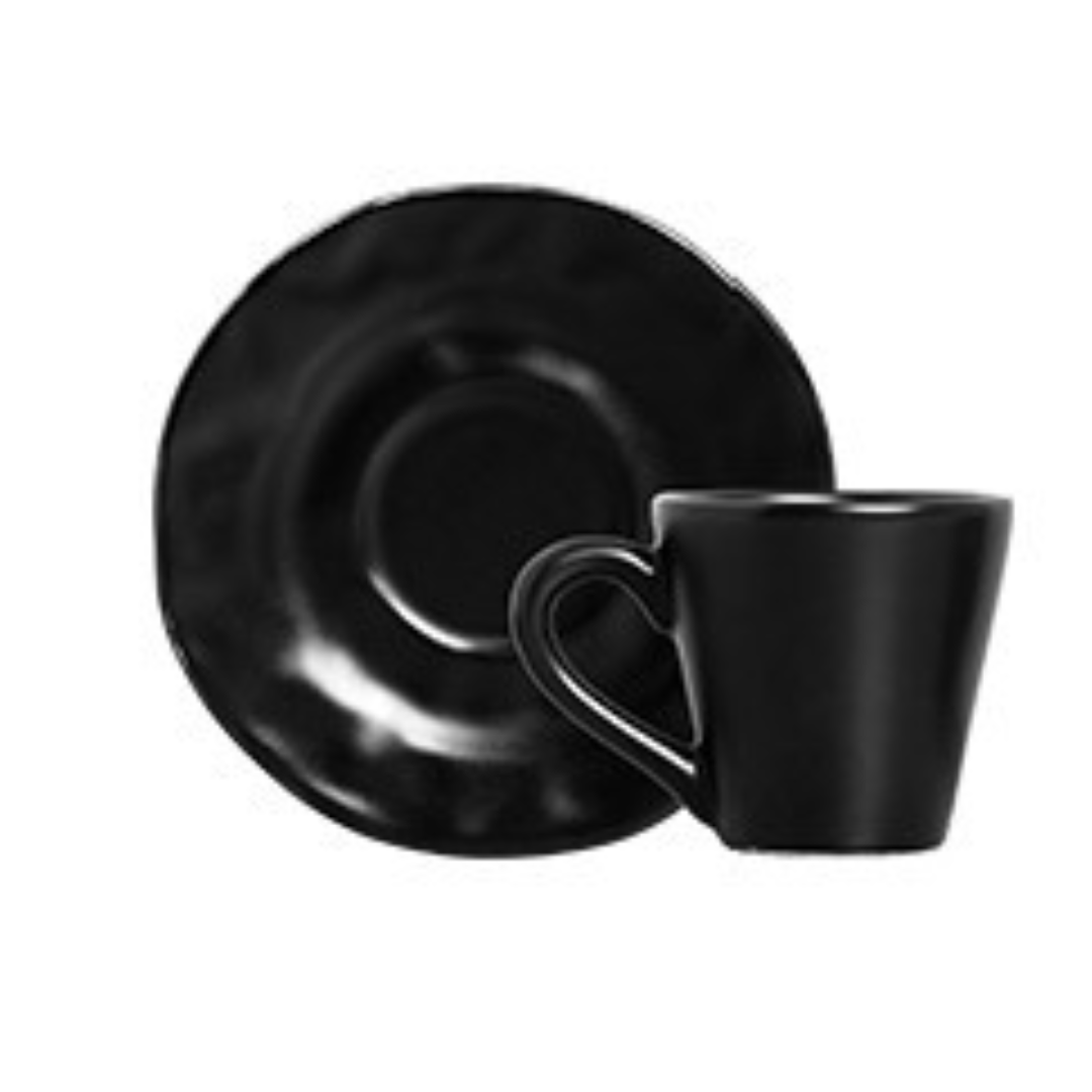 Set of 6 cups of Tea with saucer Matte black Amassada 200ml