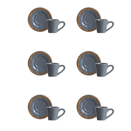 Set of 6 cups of Coffee with saucer Blue Filete Amassada 100ml