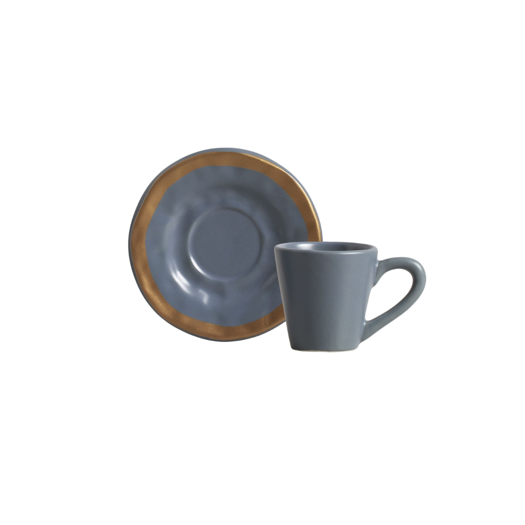 Set of 6 cups of Coffee with saucer Blue Filete Amassada 100ml