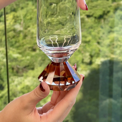 Stemless wine glass of Glass for champagne with base Diamond Amber 250ml