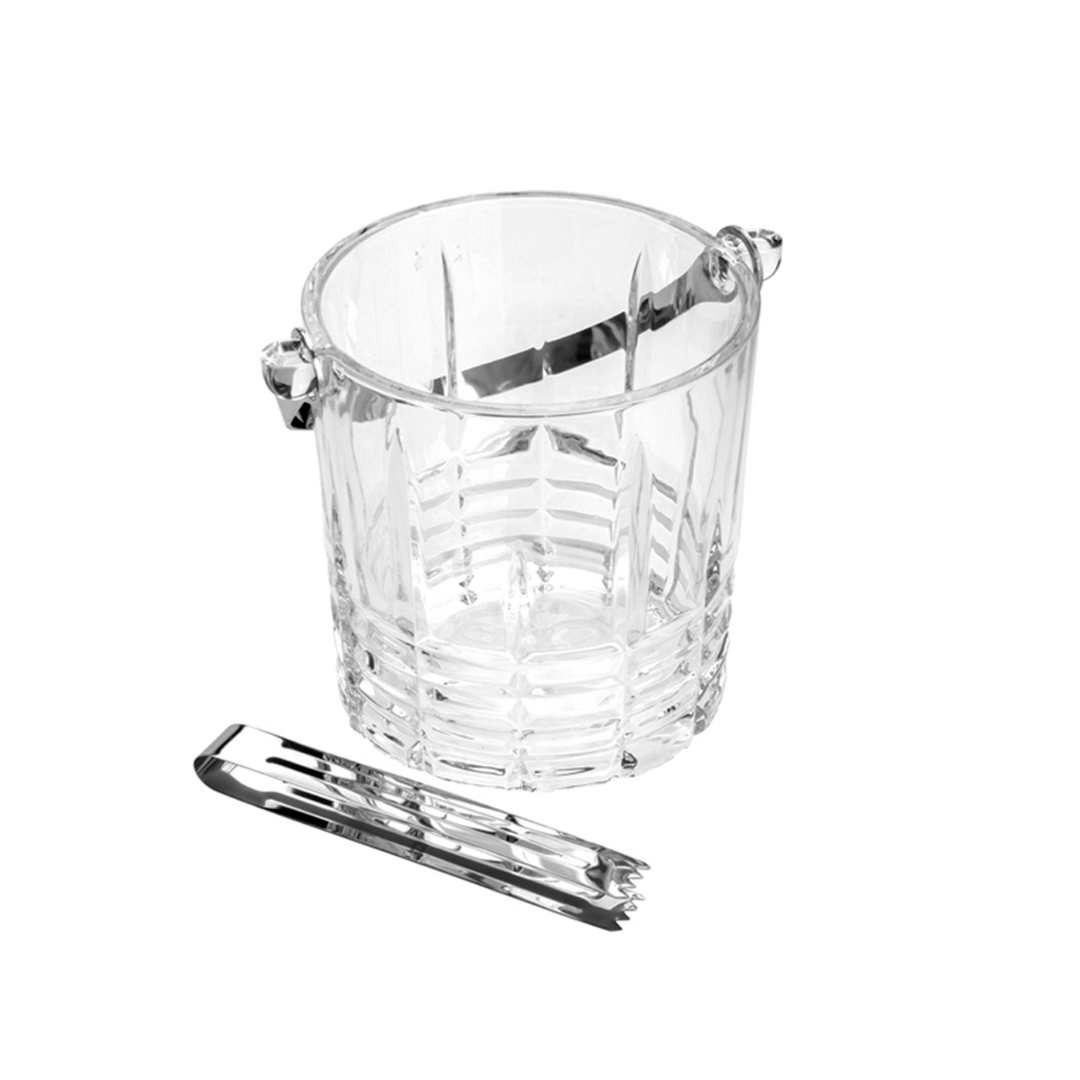Ice bucket Greek with handle and Tongs Crystal 15cm