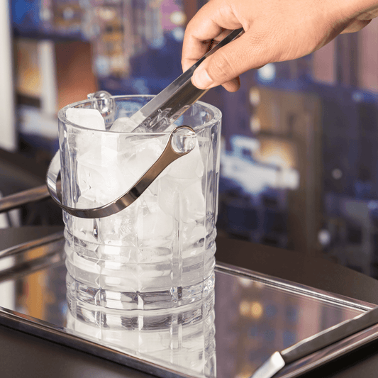 Ice bucket Greek with handle and Tongs Crystal 15cm