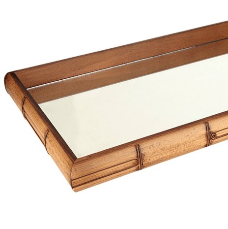 Square tray in wood Mirrored bamboo style Brown 36cm x 4,5cm