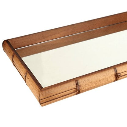 Square tray in wood Mirrored bamboo style Brown 36cm x 4,5cm