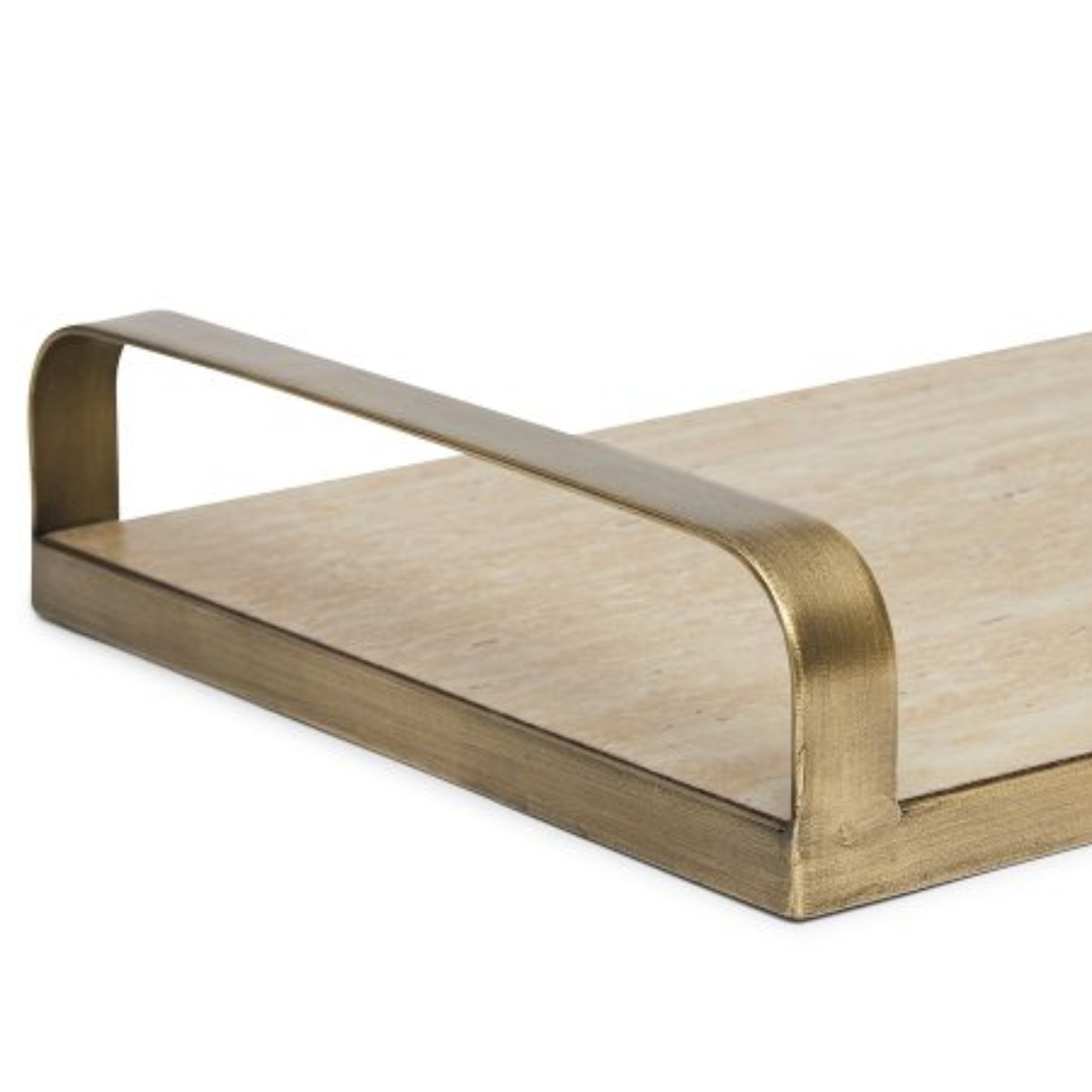 Decorative tray in MDF and metal Champagne 24cm