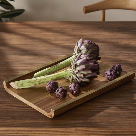 Wooden tray and Metal Brown 37,5cm
