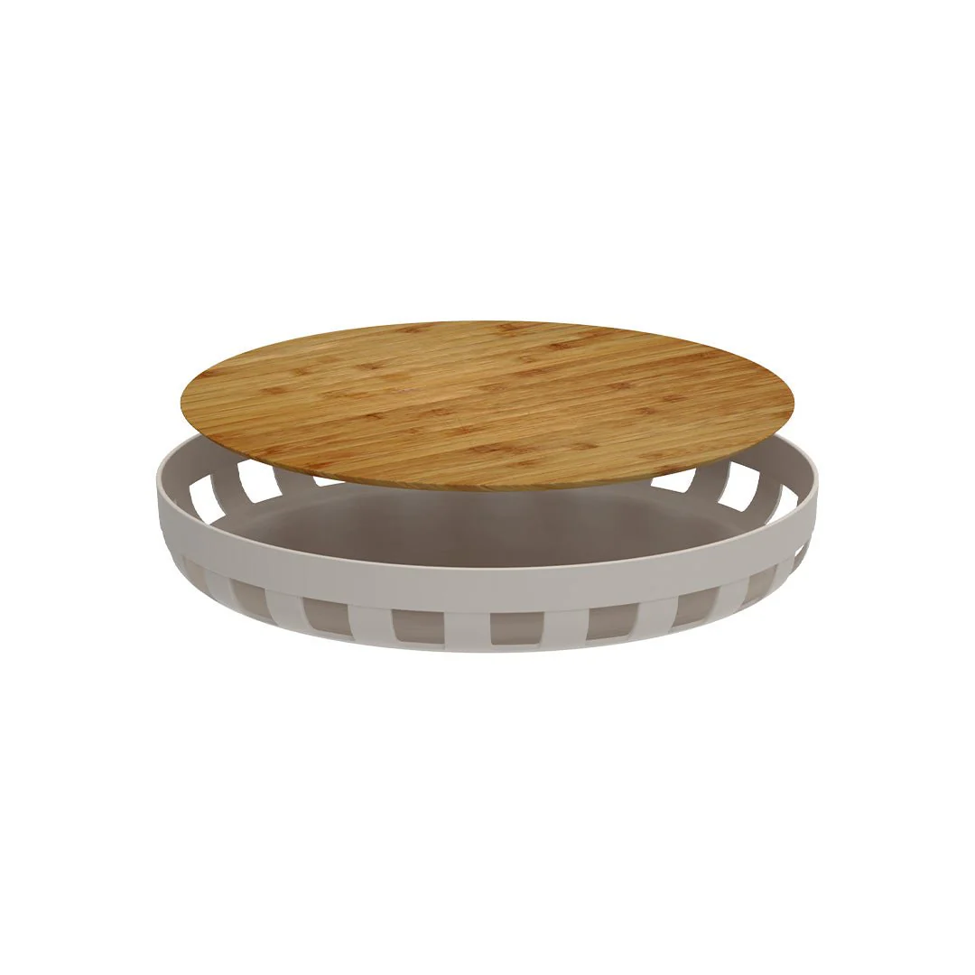 Round tray Lume Plastic and bamboo Beige 35cm