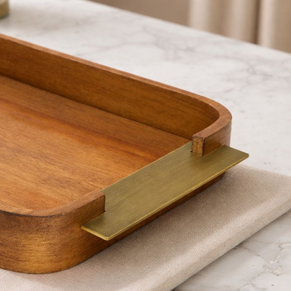 Tray in MDF and metal Brown 38,5cm P