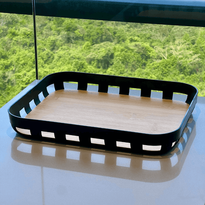 Rectangular tray Lume Plastic and bamboo Black 35,5cm