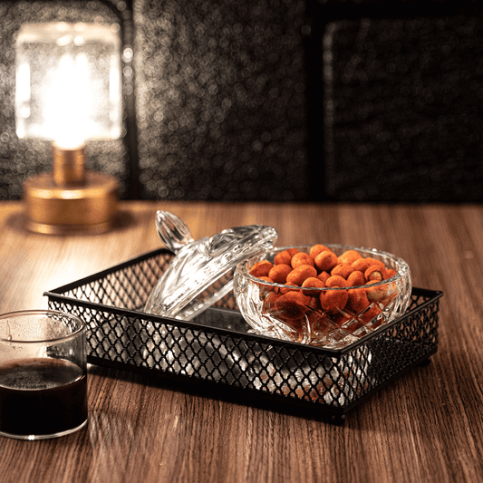 Metal tray Barcelona Mirrored Black 21cm