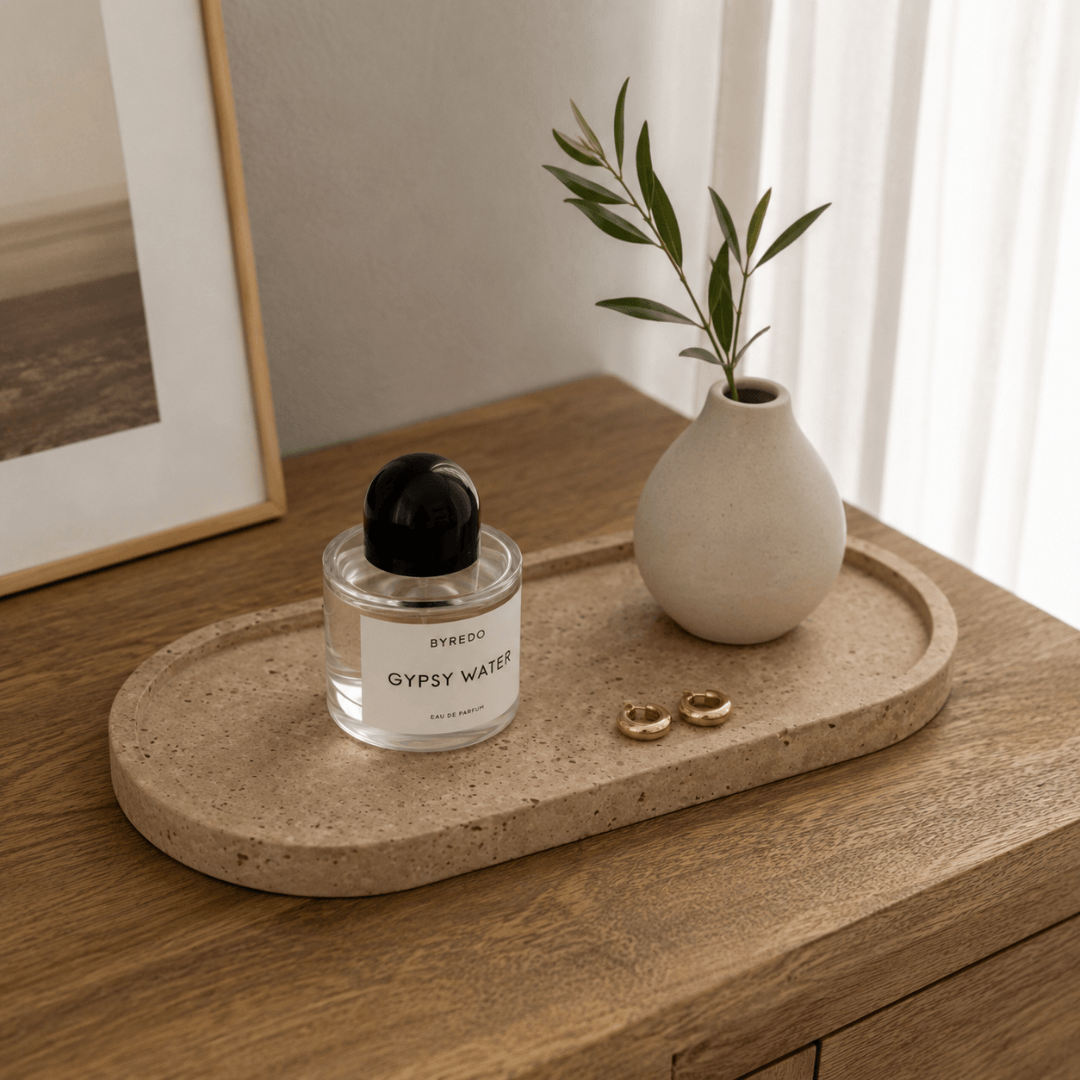 Oval tray in cement Beige 24,7cm