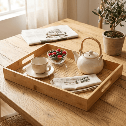Bamboo tray with lattice bottom 48cm