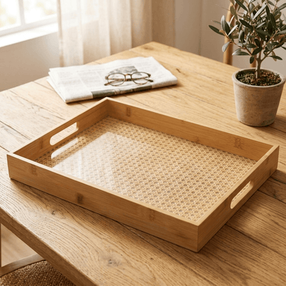 Bamboo tray with lattice bottom 48cm