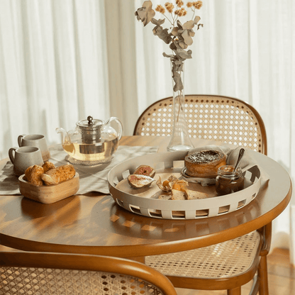 Round tray Lume Plastic and bamboo Beige 35cm