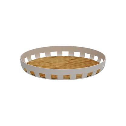 Round tray Lume Plastic and bamboo Beige 35cm