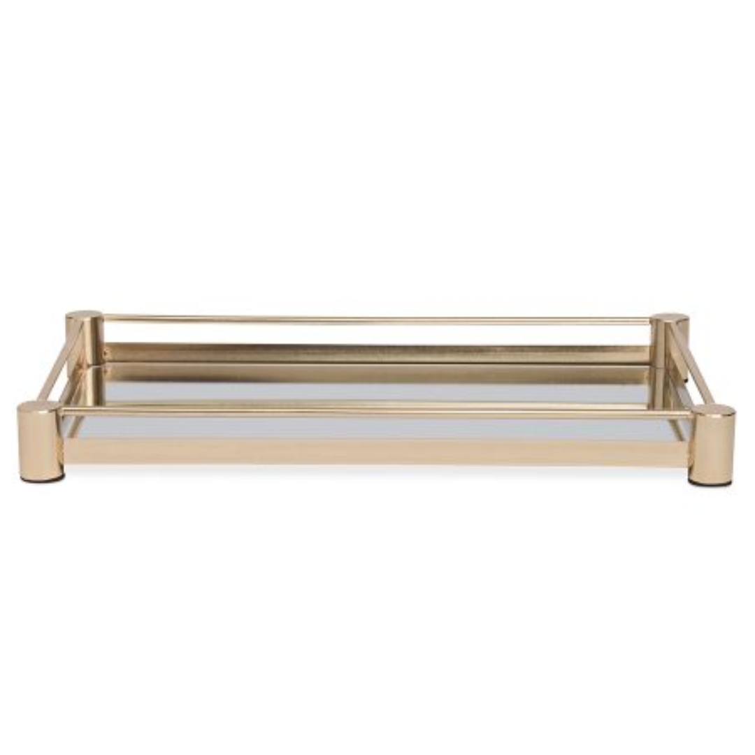 Mirrored tray of Metal Gold 40cm