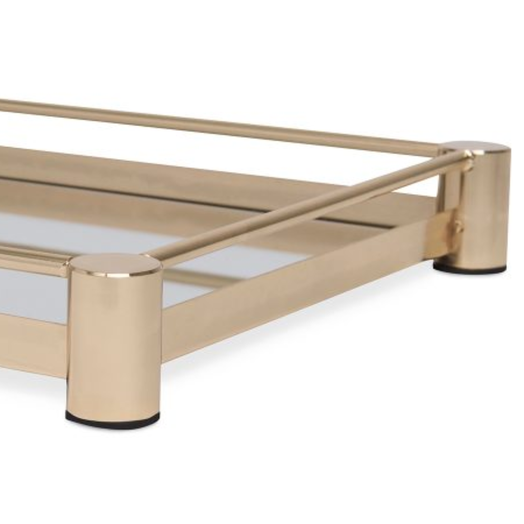 Mirrored tray of Metal Gold 40cm