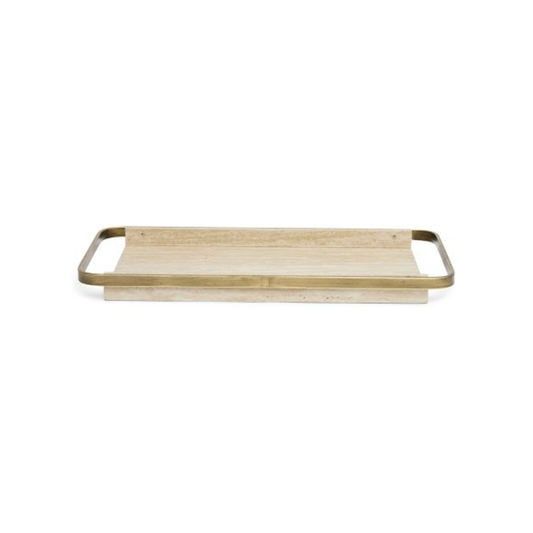 Decorative tray in MDF with metal trim 55cm