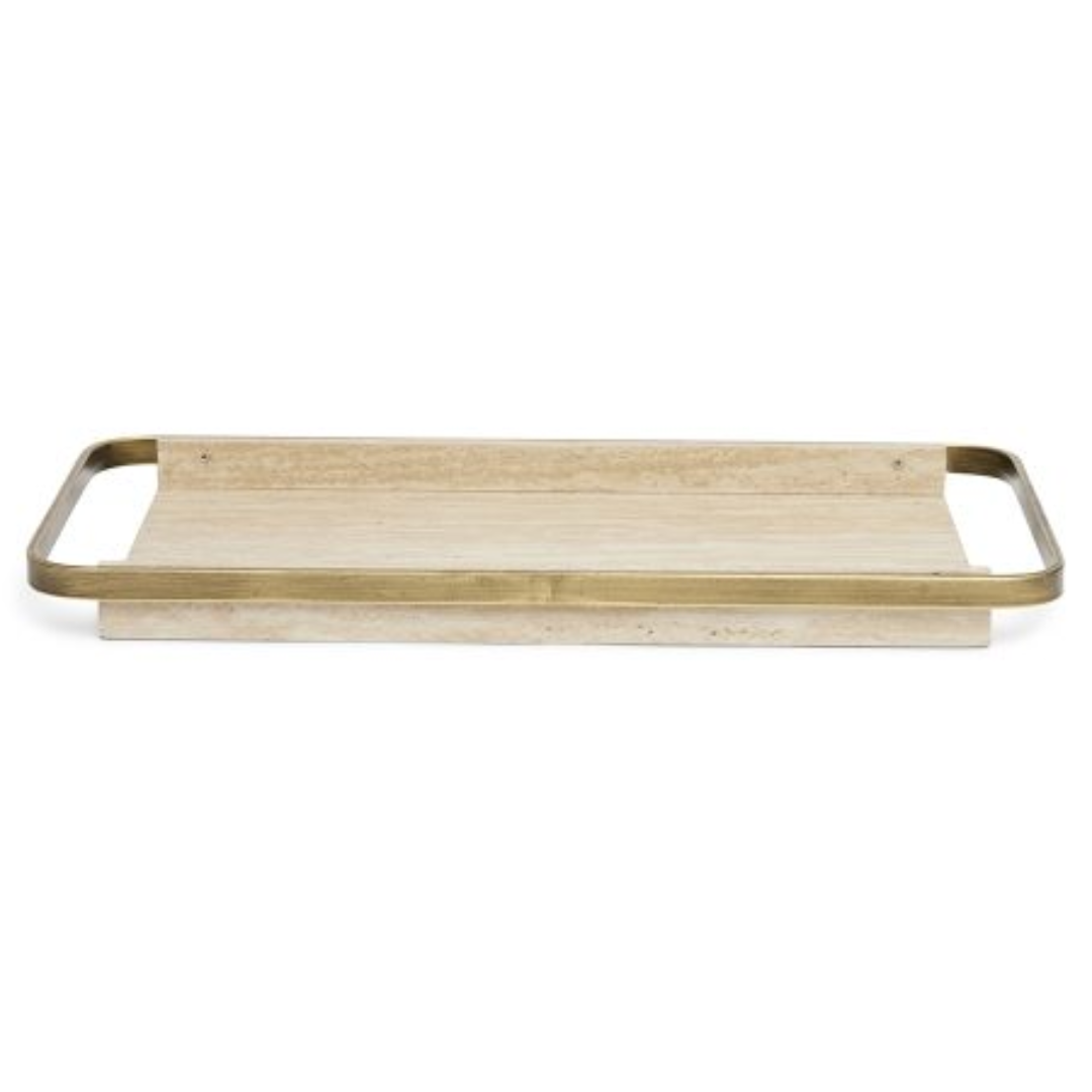 Decorative tray in MDF with metal trim 47cm