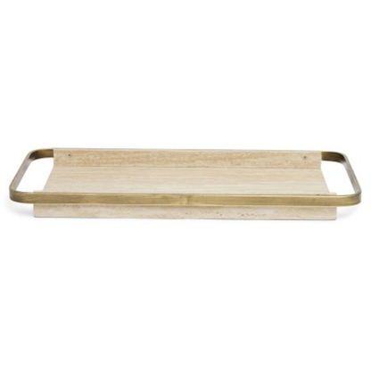 Decorative tray in MDF with metal trim 47cm