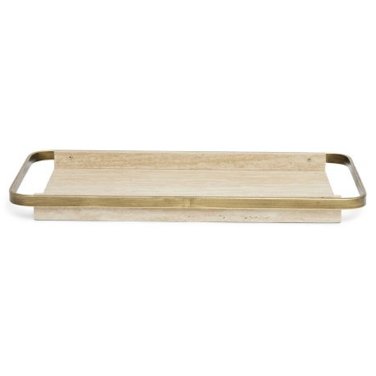 Decorative tray in MDF with metal trim 47cm
