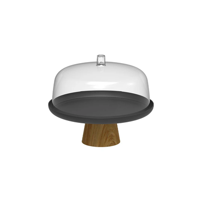 Cake stand plate Lume Black in bamboo with lid 27,5cm