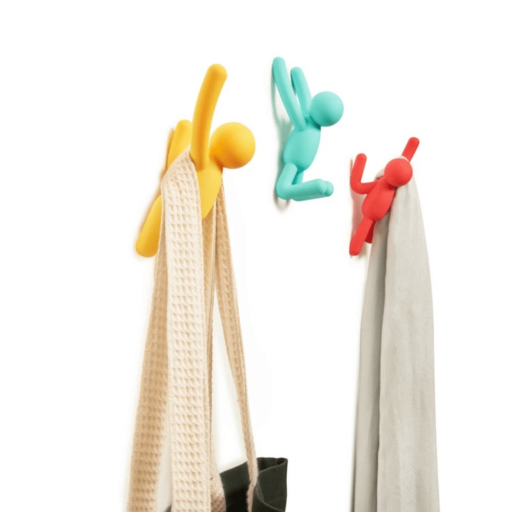 Buddy Set Wall hook rack Blue yellow and red - 3 Pieces