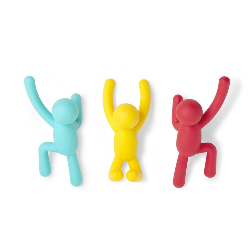 Buddy Set Wall hook rack Blue yellow and red - 3 Pieces