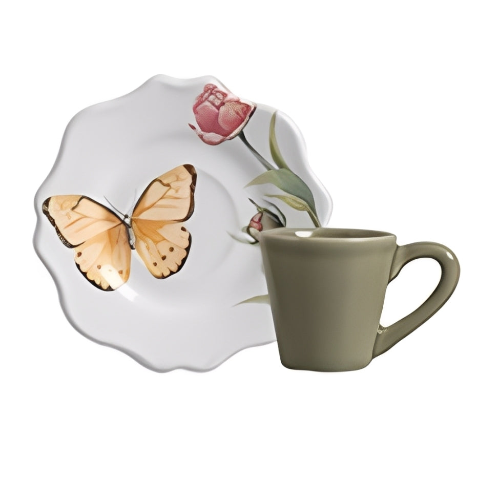 Set of 6 cups of Coffee with saucer Butterfly 100ml
