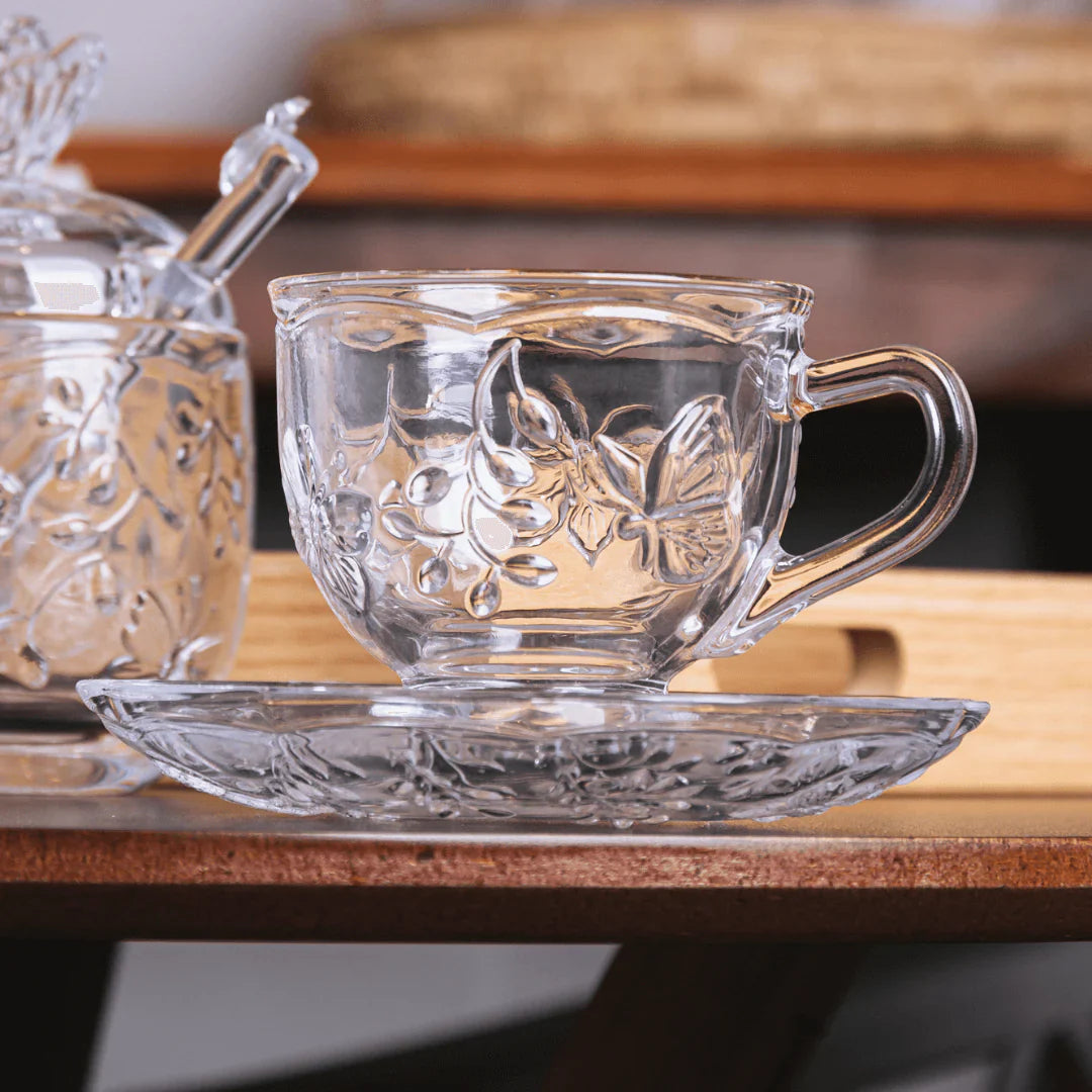 Kit 4 Tea cups New Butterfly Gold trim