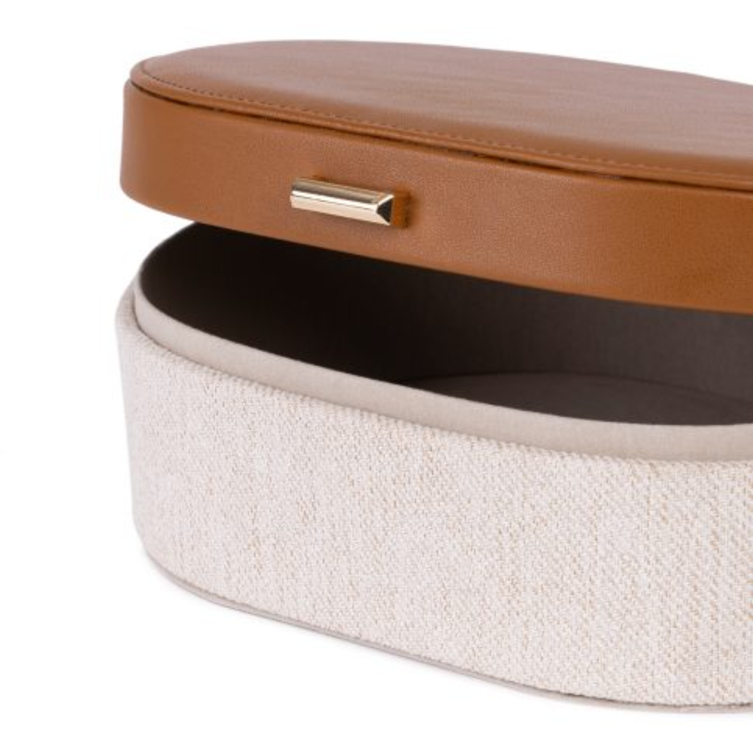 Decorative box in MDF and PU Brown and Beige 52cm